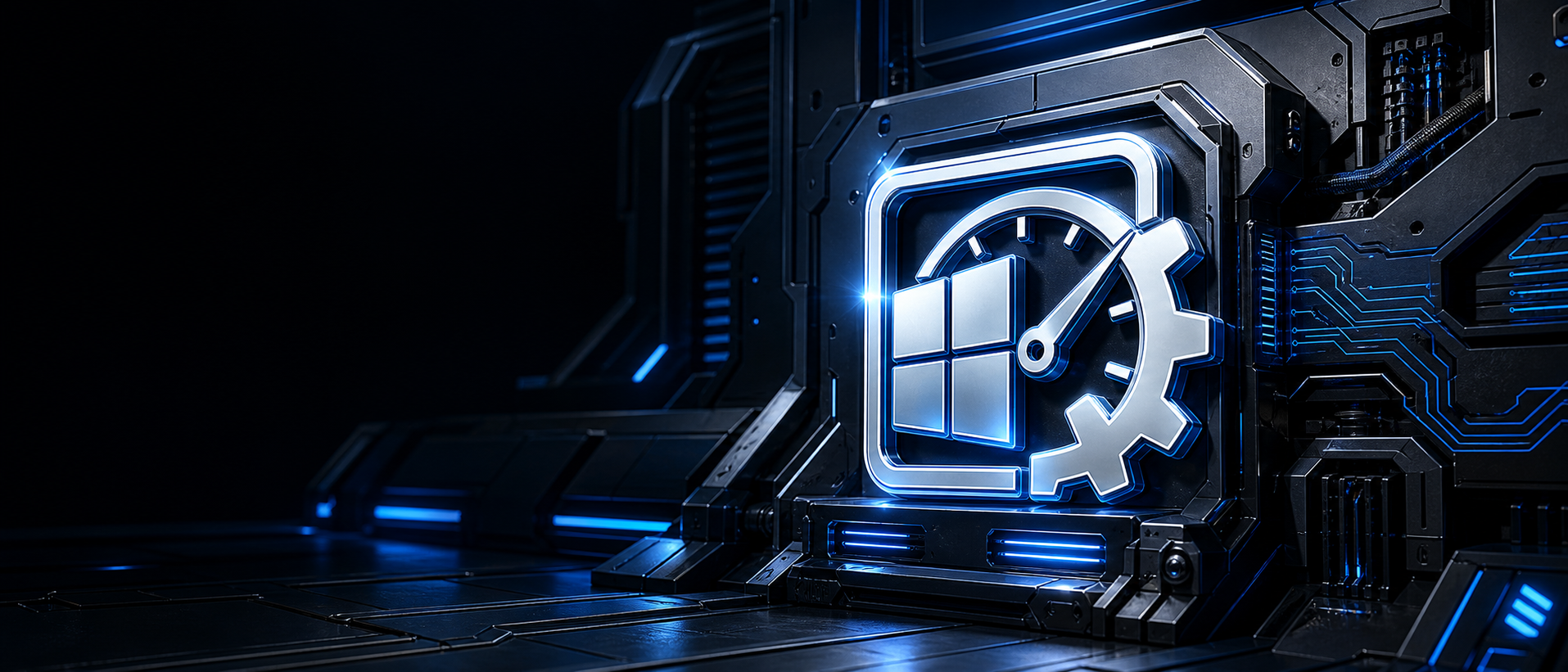 AWPtimizr emblem built into a dark silver-blue optimization console