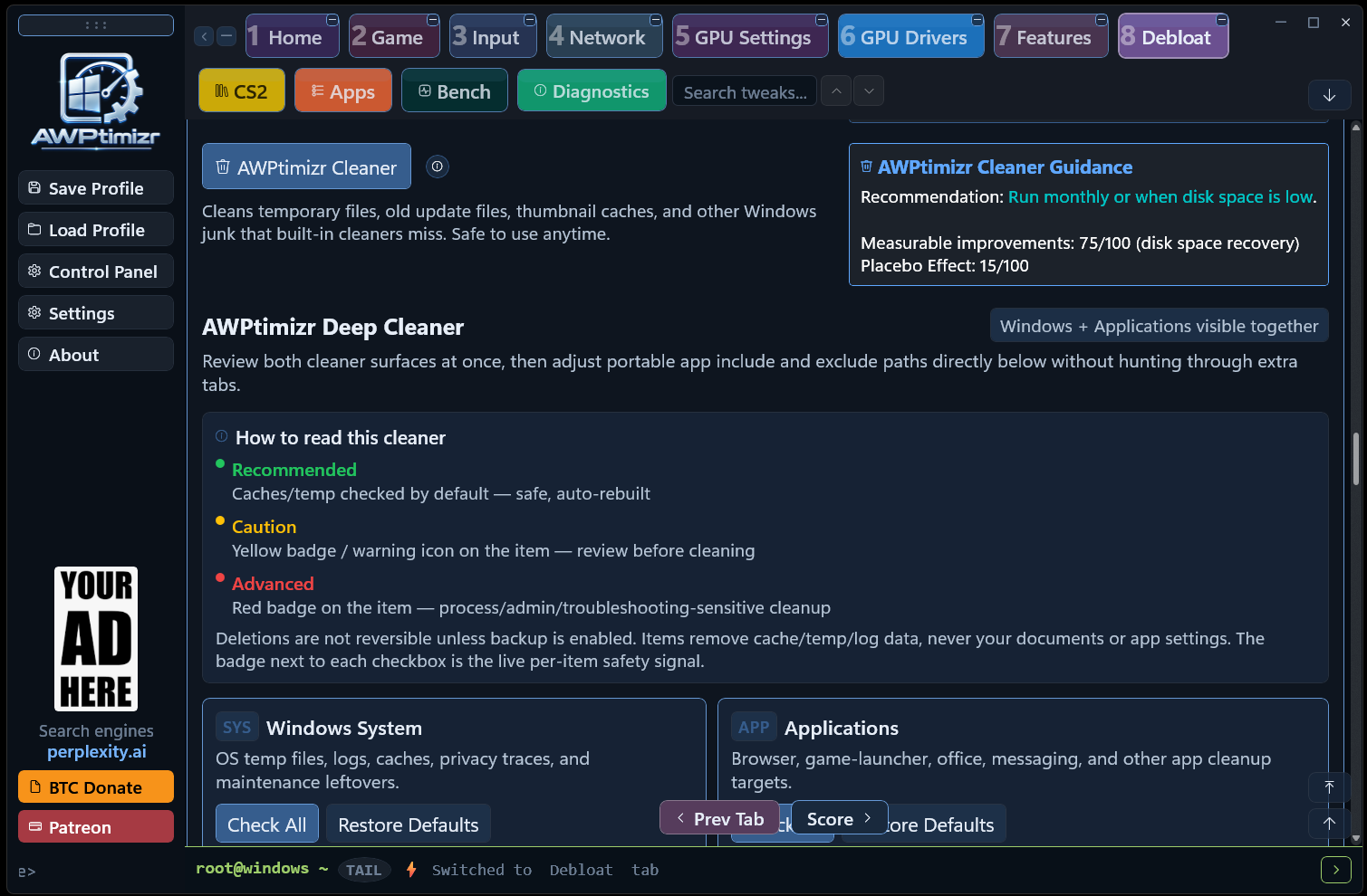 AWPtimizr deep-cleaner guide